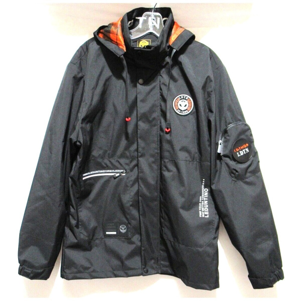 Leduntino Men's Medium Find Your Own Way Black Waterproof Lined Hooded Jacket